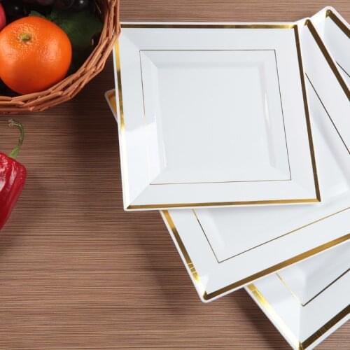 30/set high grade Phnom Penh disposable plastic steak Western food plate white plate European style square dish