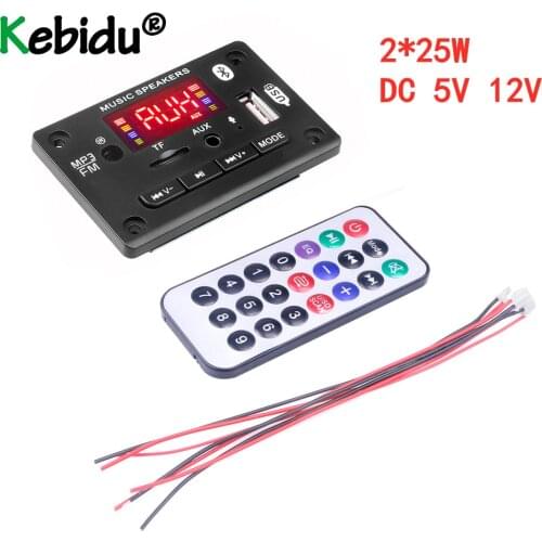 5V/12V Bluetooth 5.0 MP3 Decoder Board 2*25W WAV Decoding Handsfree MP3 Player Audio Module With Amplifier WMA TF USB FM Radio
