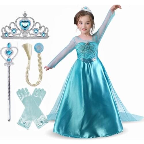 Girls Princess Dress Up Children Carnival Costume Kids Dresses for Girls Birthday Party Dresses Fancy Queen Crystal Snow 2 Dress