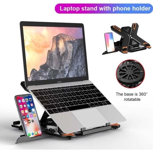 Foldable Notebook Riser Holder 8 Height Adjustable Ventilated Lightweight Anti-slip Laptop Stand for Mac, Pad, Tablet, Kindle