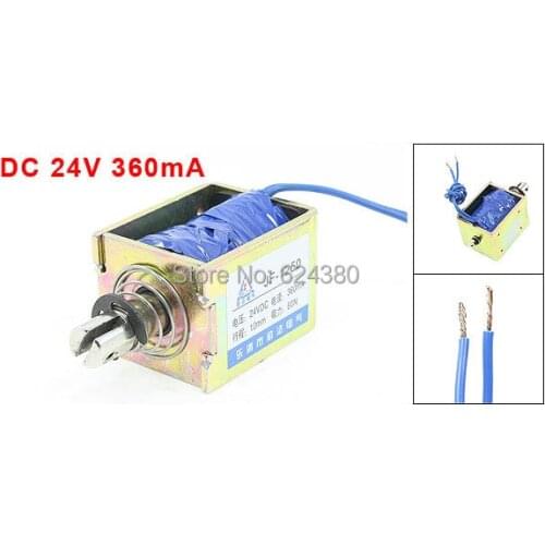 DC 24V 360mA Pull Push Type Open Frame Solenoid Electromagnet 10mm Stroke 60N 6Kg 13LB Force