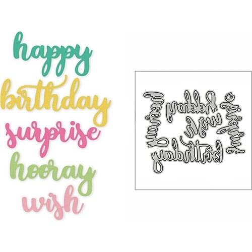New Surprise Happy Birthday Wish Word 2020 Metal Cutting Dies for DIY Scrapbooking and Card Making Decor Embossing Mold No Stamp