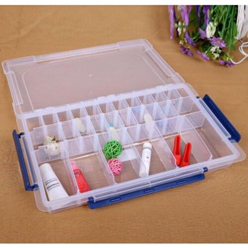 Transparent insurance 3 buckle 28 grid plastic storage box Toy building blocks accessories parts desktop practical Sundry Case
