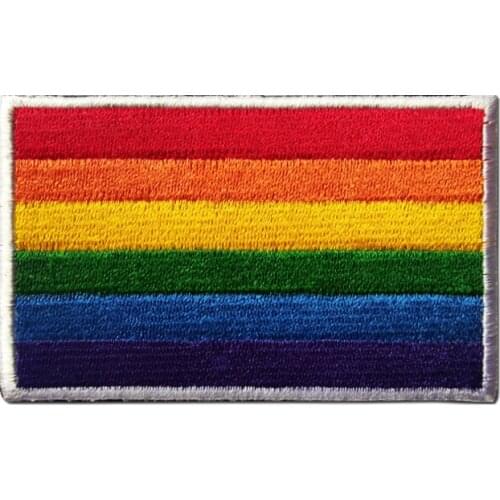 Rainbow flag multicolor flag Velcro patches Embroidered Badge Hook Loop Armband 3D Stick on jacket strap Backpack Stickers