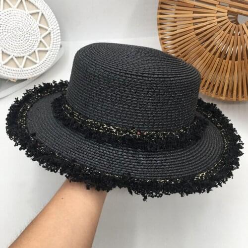 Estate lady white broken flat hat travel beach sun hat retro fashion hat Sun hat