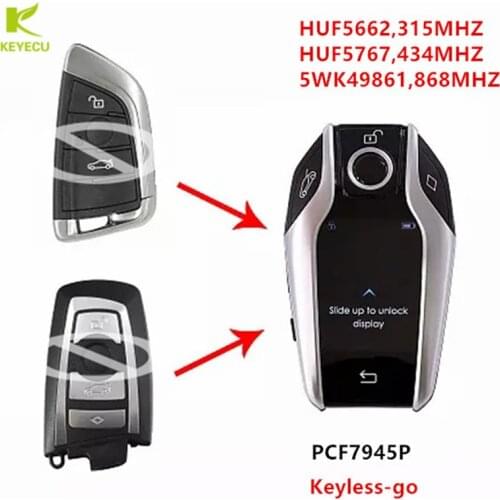 KEYECU Modified Boutique Smart LCD Key 315MHz HUF5662,434MHz HUF5767,868 MHz 5WK49861 for BMW 3 5 7 F Series FEM/BDC/CAS4/CAS4