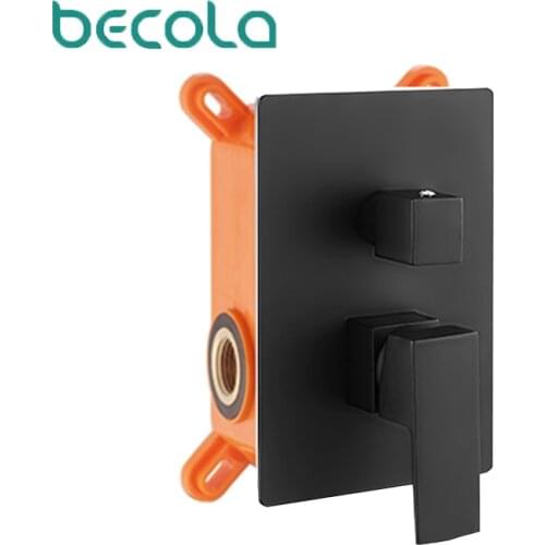 Becola Black Golden Brass Shower Faucet Mixing Valve 1-2-3 Ways Concealed Embedded box Brass Concealed Valve Wall Mount