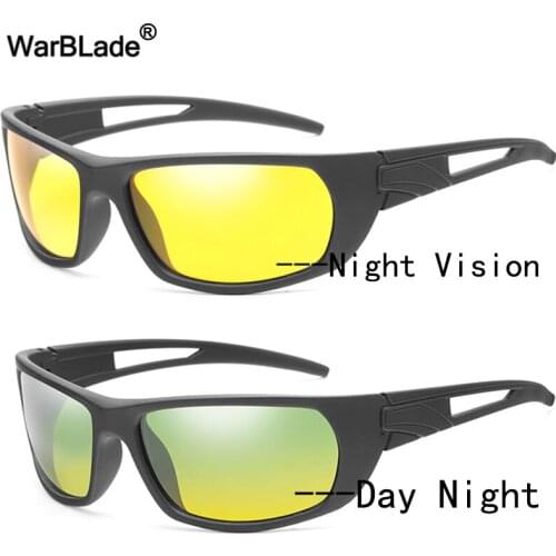 WarBlade Mens Polarized Sunglasses Night Vision Glasses Photochromic Sun glasses Day Night Driving Anti-glare Goggles Eyewear