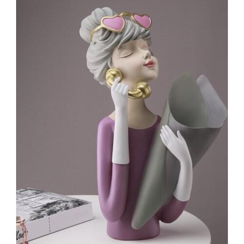 Figurine Vase Sculpture Bouquet Decor Flower Arrangement Ornaments Gift