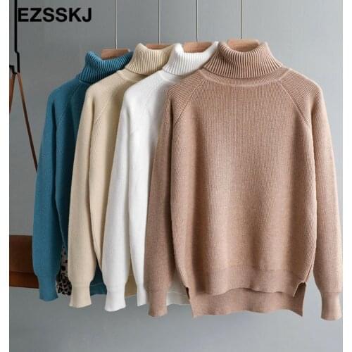 New casual thick Autumn Winter turtleneck oversize Sweater Pullover Women warm chic female loose Knitted Basic Sweaters pull