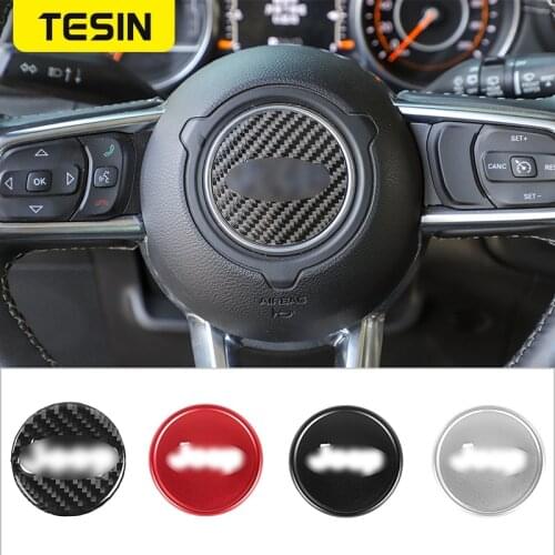 TESIN Steering Wheel Center Cover Trim Decorative Sticker Decal Car Accessories For Jeep Wrangler JL 2018-2020 Interior Parts