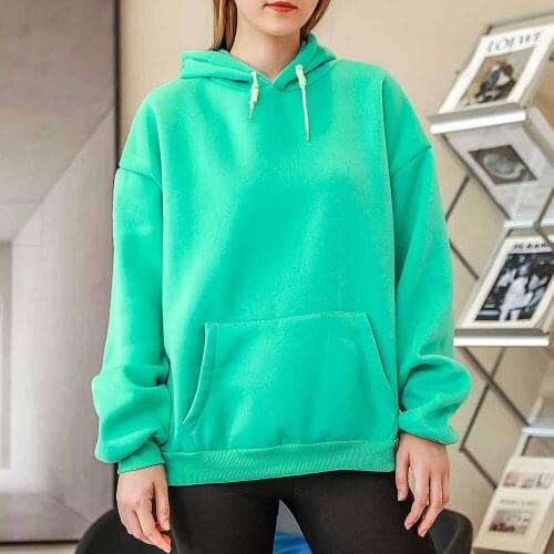Streetwear Hoodie Fashion Plain Sweatshirt Green Long Sleeve Tracksuit Hoodie Sweatshirts Men Women Pullover Unisex Warm Tops