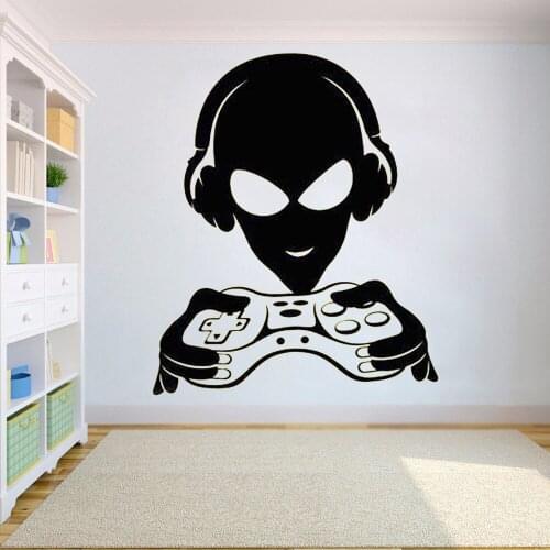Vinyl Alien Gamer Wall Decal Joystick Video Games Teenage Room decoration Stickers waterproof Mural home decor Decals HY1120