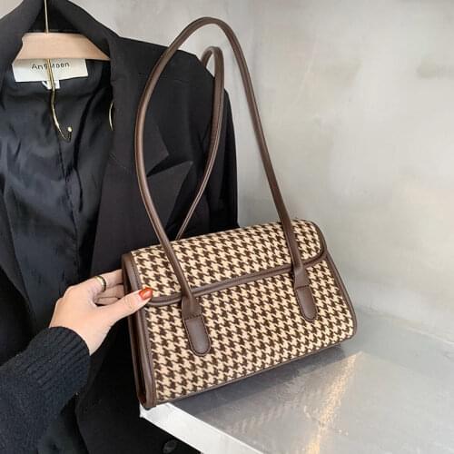 Vintage Plaid Women Underarm Bag Fashion Design Ladies Purse Handbag Large Capacity Female Small Square Shoulder Bags Daily Tote