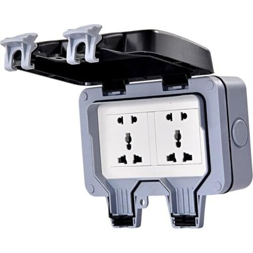 Waterproof Dustproof Wall Switch Socket Two Multi-function Six Hole Double Socket UK/EU/AU/US Socket Outdoor