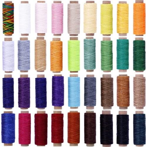 LMDZ 36 Colors Waxed Thread Colorful Leather Sewing Thread Hand Stitching Thread for Hand Sewing Leather and Bookbinding Tools