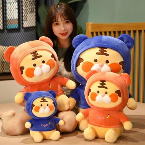 23/28/40cm Cute Tiger Wear a sweater Doll Lovely Cartoon Animal Tiger Soft Stuffed Plush Toy Kids Birthday Gift Home decoration