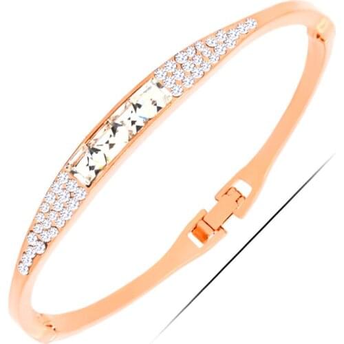 W111 Crystal Bangle For Girlfriend Gold Color Jewelry 2017 Latest Design Bangle Wholesale Mothers Day Gifts Bangle