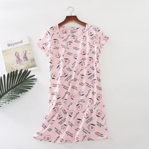 Short Sleeve Nightdress Cartoon Cotton Nightwear Women Big Size Round Collar Casual Fashion Christmas Sleepwear kPaCotAkoWka