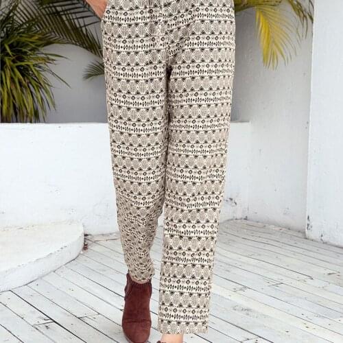 Women s Trousers Adults Floral Print High Waist Straight-Leg Pants with Drawstring for Spring Fall, S/M/L/XL
