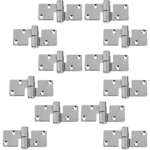 10 Pcs. Folding Hinge Made Of 316 Stainless Steel With 4 Holes For Boat Marine Yacht, Silver