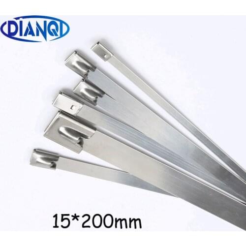 100pcs 15*200mm 15x200mm 15mmx200mm Latching Self-Locking Stainless Steel Zip Cable Tie Lock Tie Wrap Cable ties 201 304 316