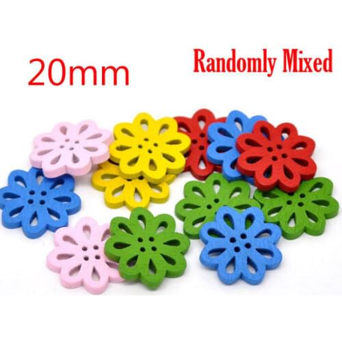 100Pcs Mixed Flower Wood Sewing Buttons For Cloth Flatback Cabochon Scrapbooking Crafts Knopf Bouton Decor Diy Accessories