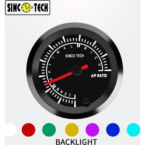 2" 7-Color 52mm Car Air Fuel Ratio Gauge Meter Lean-Optimal-Rich Range DO637 for 12V Car
