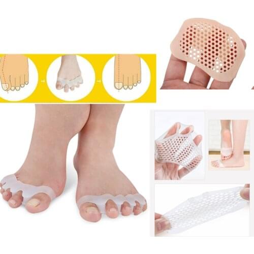 2Pcs=1Pair Silicone Bunion Corrector Toe Protector Straightener Spreader Forefoot Metatarsal Pads Orthotics High Heel Anti-slip