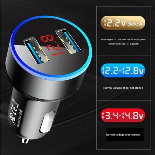 3.1A Dual USB Car Charger QC 3.0 for iPhone 12 11 Tablet Xiaomi Samsung With LED Display Universal Mobile Phone Car-Charger