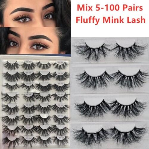 5D Fluffy Volume False Eyelashes Set Wholesale 5/10/20/50/100 Pairs Mink Lashes Full Strip Luxury Dramatic Cruelty In Bulk Lash
