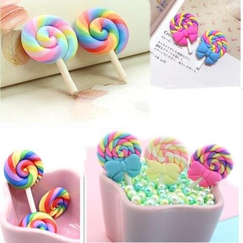 5pcs/ Bow Resin Colored Lollipop For Slime Filler DIY Cake Ornament Phone Decoration Resin Charms Lizun Slime Supplies Toys
