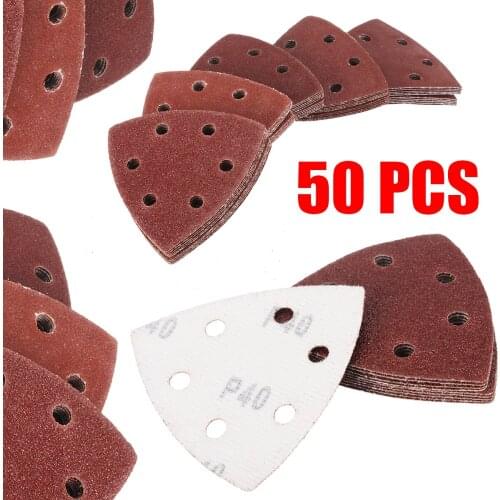 50pcs/set Triangle Sanding Sheets Sanding Disc Sandpaper Electric Metal Grinding Polishing Abrasive Tool 40/60/80/100/120 Grits