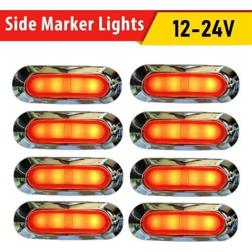 8PCS 4LED Side Lights12V-24V Trailer Side Marker Lights LED Truck Marker Light Trailer LED Lighting Light Guide Lamp