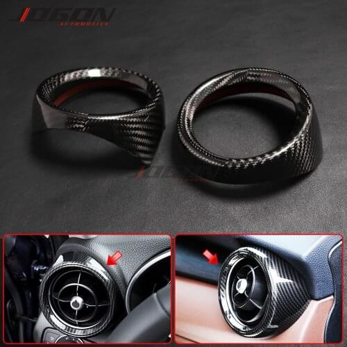 2 pcs For Alfa Romeo Stelvio 949 2017- 2020 Real Carbon Fiber Car Front Dashboard Console Side Air Condition Outlet Cover Trim