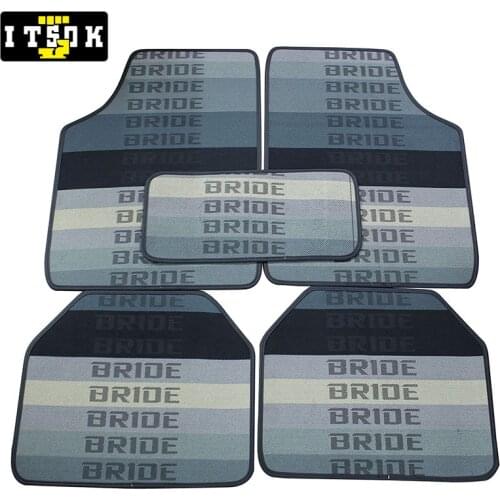 BRIDE Car Floor Mats Universal 5PCS Foot Pad Waterproof Carpets JDM Non-Slip Front and Back 5-Piece Interior Auto Modification