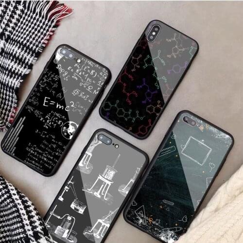 Science Tempered Glass Phone Case For iphone 12 11 Pro Max 5 6 7 8 PLUS X XS XR XSMax Shell