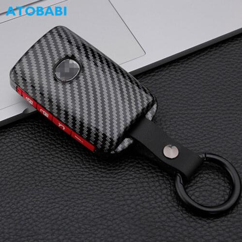Carbon ABS Plastic Car Key Cover For Mazda 3 Sedan 2019 2020 / CX-9 CX-5 2020 Smart Keychain Remote Key Fob Shell Protector Case