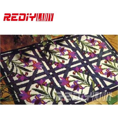 DIY Carpet Rug Orichid Flowers Blanket Latch Hook Rug Crocheting Tapestry 100% Acrylic Yarn Cushion Set for Embroidery Floor Mat