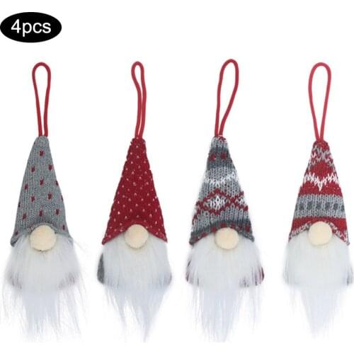 4pcs Christmas Faceless Doll Pendants Cute Plush Gnomes Toys Xmas Tree Hanging Decor For Home Party New Year Kids Birthday Xmas