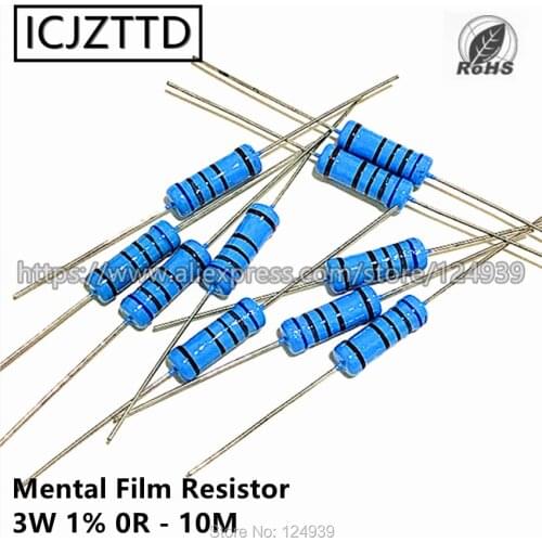 100pcs/bag 3W 1% 3W Mental Film Resistor 1% 2.7K 3K 3.3K 3.6K 3.9K 4.3K 4.7K 5.1K 5.6K 6.2K 6.8K 7.5K 8.2K 9.1K 10K 12K 15K 18K