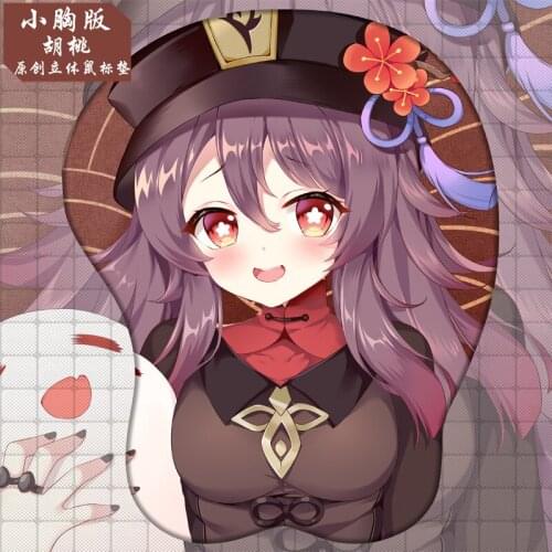 Genshin Impact Hu Tao Cosplay Props Sexy Mouse Pad 3D Breast Mousepad Wrist Rest Silicone Creative Mouse