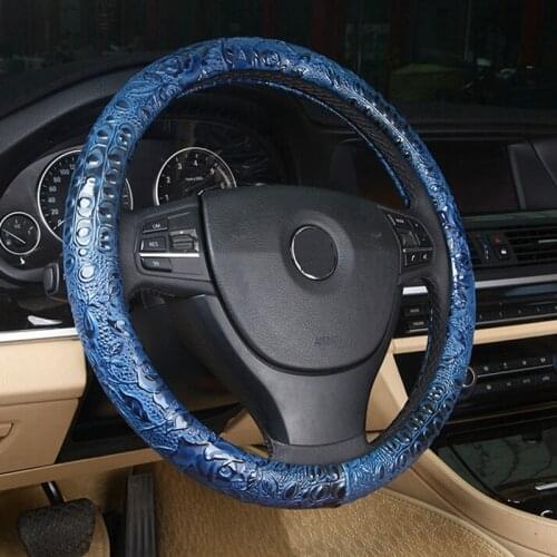 Car Steering Wheel Cover Leather cool Carved Covers case 37/38cm For Honda/Audi/Ford/hyundai/volkswagen/Kia
