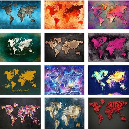 Colorful Full Square Diamond Painting World Map 5D DIY Diamond Embroidery Sale Landscape Mosaic Picture Of Rhinestone Home Decor