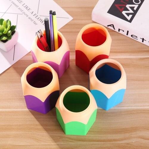 Creative Pen Vase Pencil Pot Makeup Brush Holder Stationery Desk Tidy Plastic School Office Supplies Desk Organizer