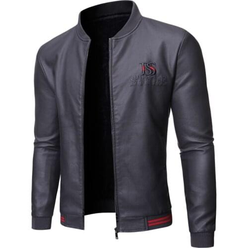 Trendy Korean PU Men Leather Jacket Casual Solid Color Slim Fit New Spring Mens Jacket Streetwear Baseball Jacket Men