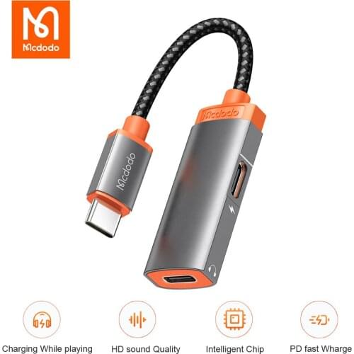 Mcdodo Aux Audio Adapter Type c To 3.5mm Jack Call Aux Cable Earphone Splitter For Samsung Xiaomi Redmi Double USB C Converter