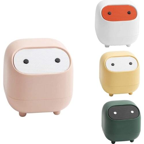 Mini Cute Waste Bin Desktop Trash Can with Lid Garbage Organizer Detachable Press-Type Cover Desk Storage Bucket