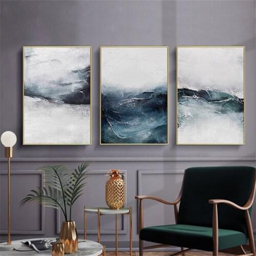 Minimalist Painting Blue Sea Wall Art Canvas Painting Nordic Posters And Prints Plant Wall Pictures For Living Room Decoration
