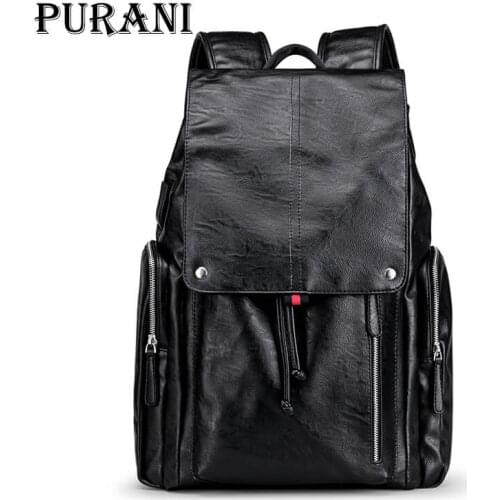 PURANI NEW Simple Patchwork Large Capacity Mens Leather Backpack For Travel Casual mochila Men Daypacks Leather Travle Backpack